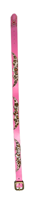 Studded 'Leopard Fur Spider Gem' Pink Belt