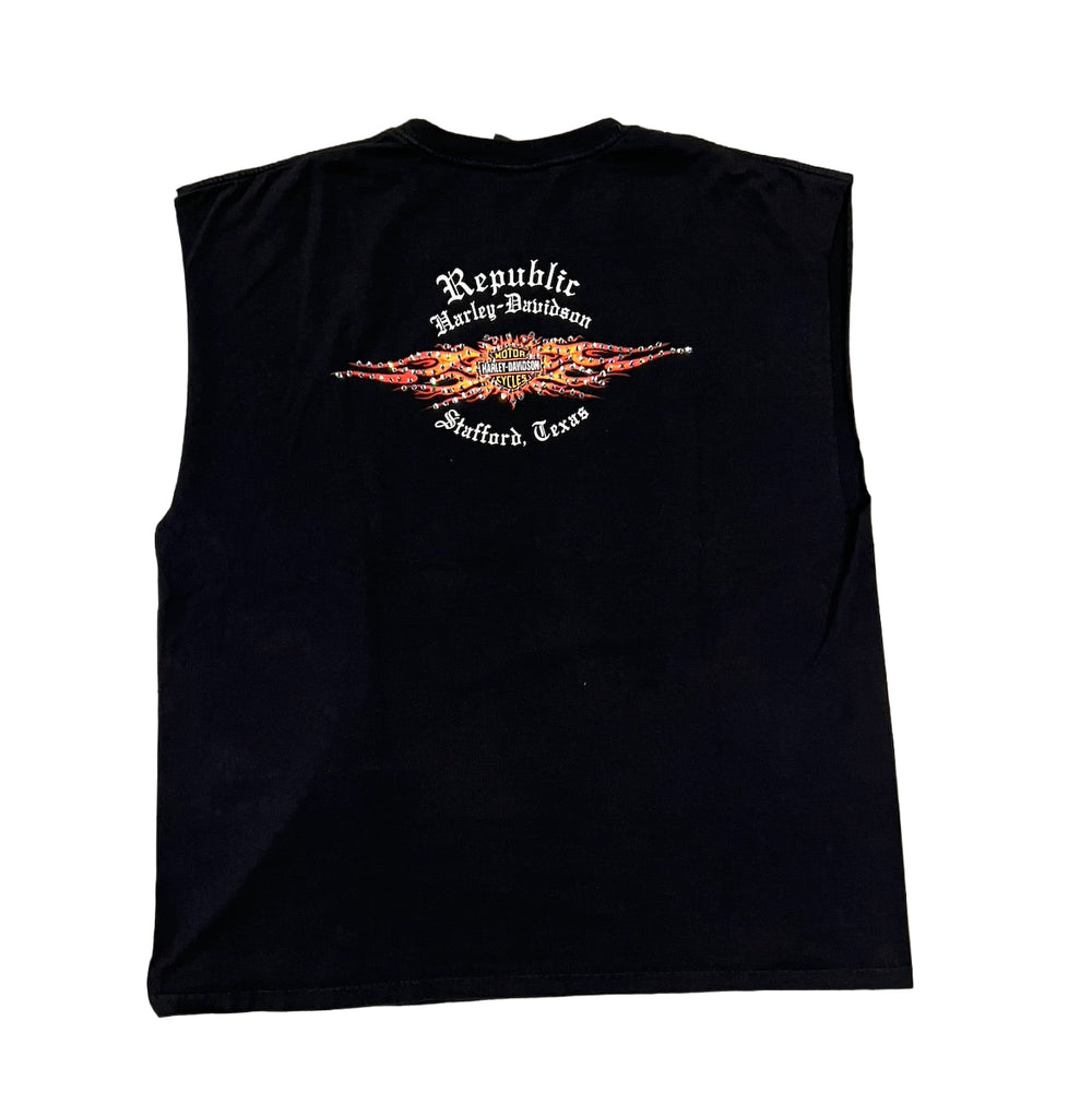 Harley Davidson 'Stafford, Texas' Rhinestone Vintage Cutoff