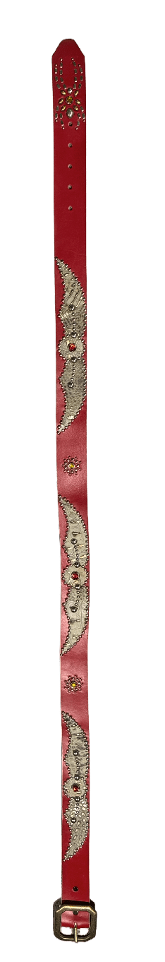 Studded 'Brown Scale Spider Gem' Red Belt