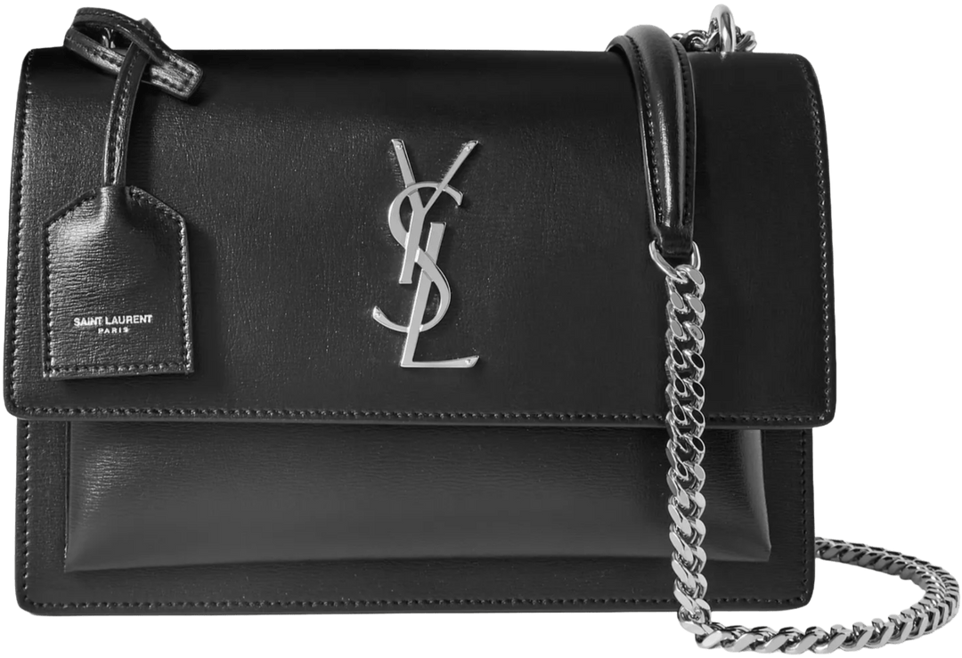 Saint Laurent 'Black' Leather Medium Sunset Shoulder Bag