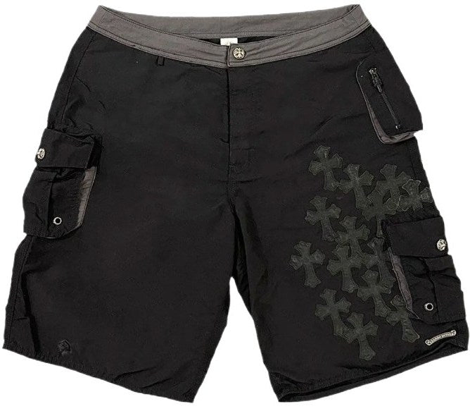 Chrome Hearts 'Black' Cross Patch Cargo Board Shorts