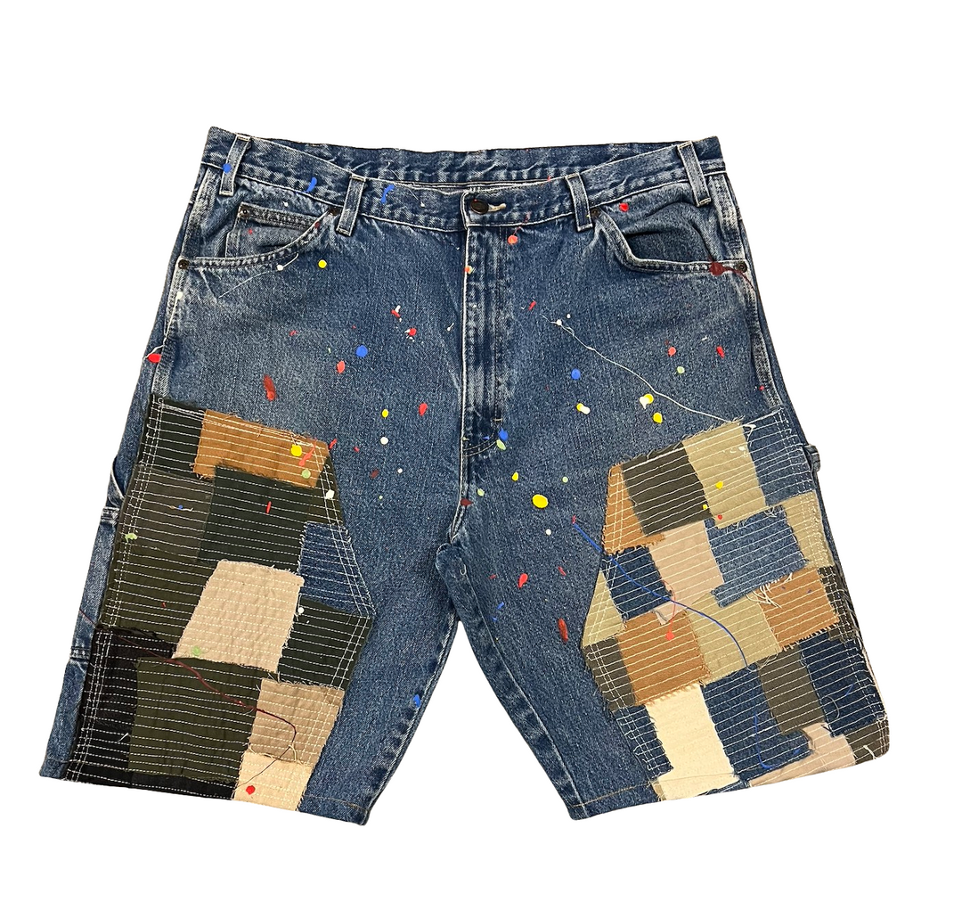 Dickies 'Patchwork' Blue Jean Shorts