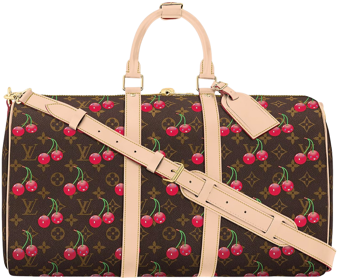 Louis Vuitton x Takashi Murakami '45 Brown Monogram' Cherry Keepall Bandouliere