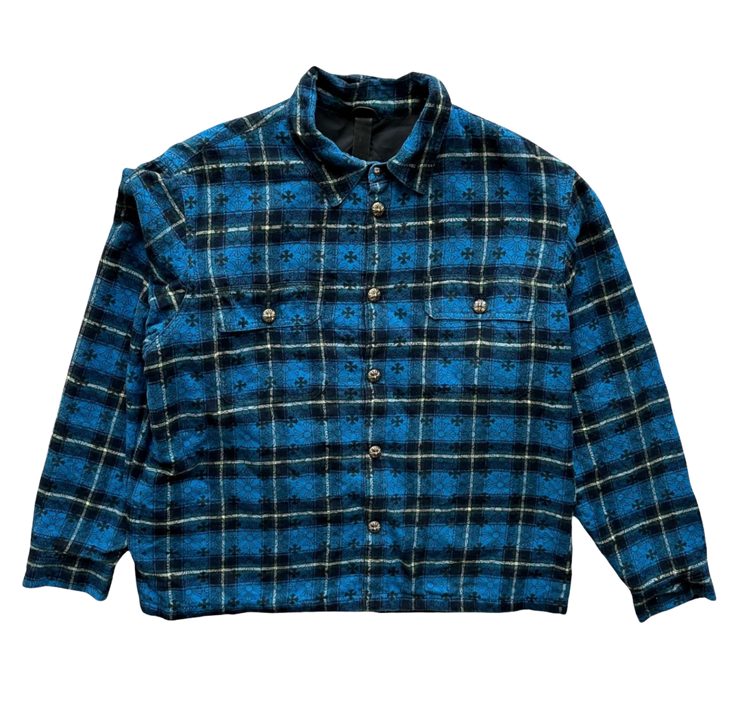 Chrome Hearts 'Blue' Cross Print Quilted Flannel