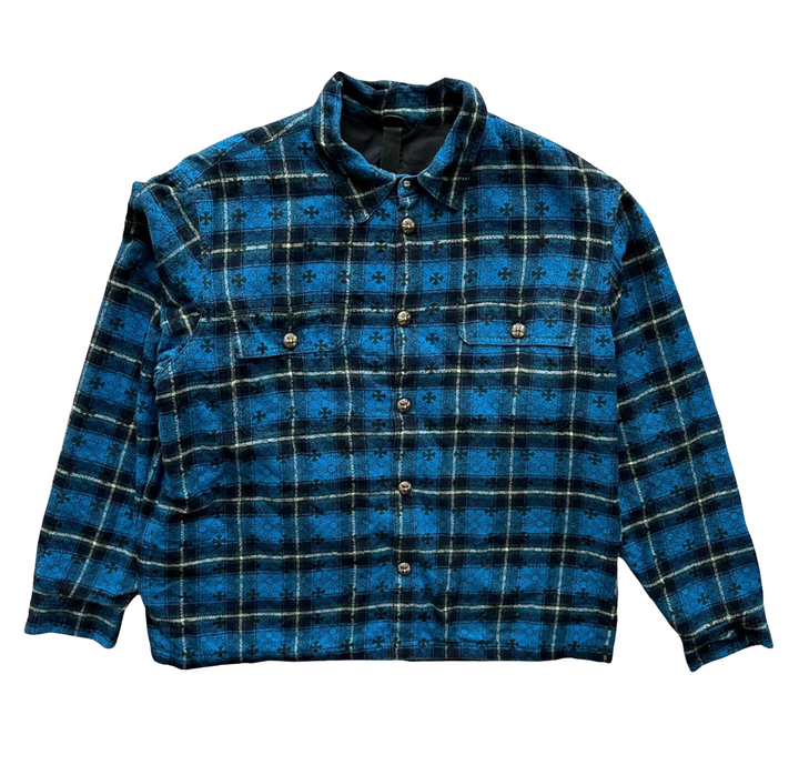 Chrome Hearts 'Blue' Cross Print Quilted Flannel