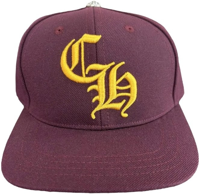 Chrome Hearts 'Burgundy/Gold' CH Logo Hat