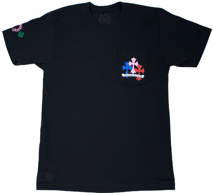 Chrome Hearts 'Multicolor Cross' Cemetery Black Pocket Tee