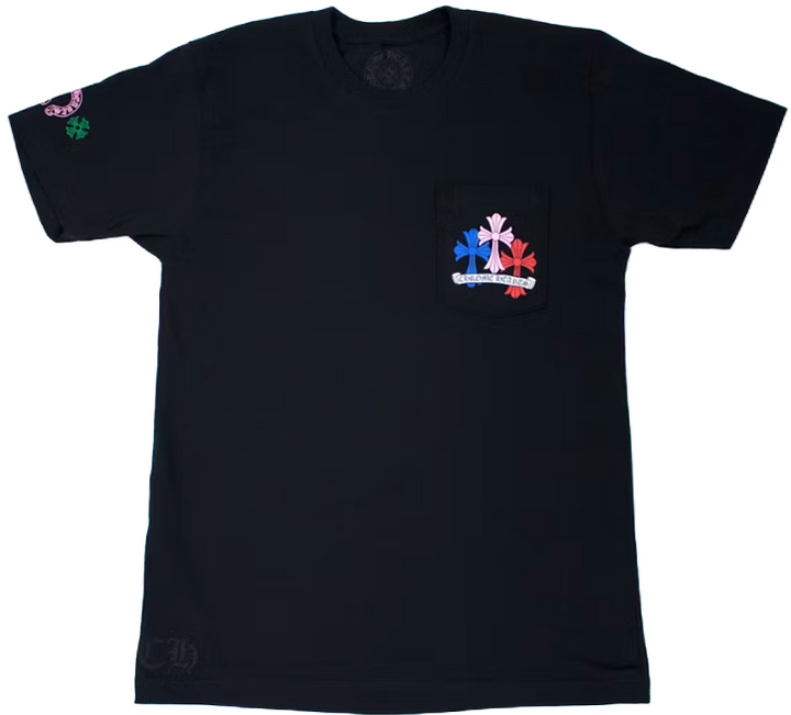 Chrome Hearts 'Multicolor Cross' Cemetery Black Pocket Tee