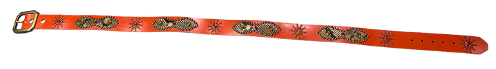 Studded 'Light Brown Snakeskin/ Sun Gem' Orange Belt
