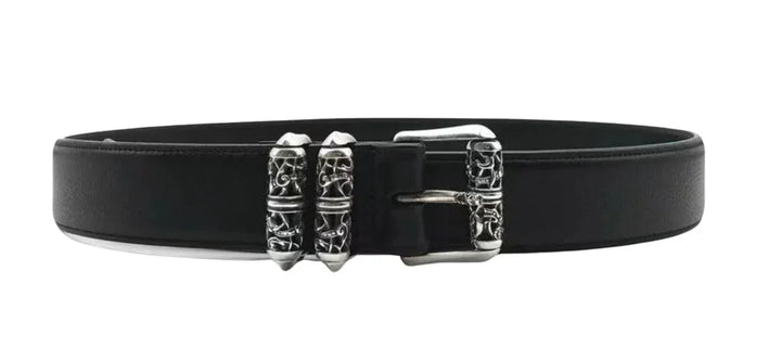 Chrome Hearts 'Double Roller' Black Leather Belt