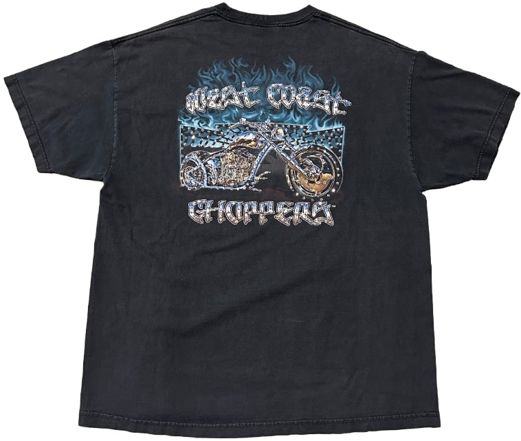 West Coast Choppers 'Blue Flame Chopper' Rhineston Vintage Tee