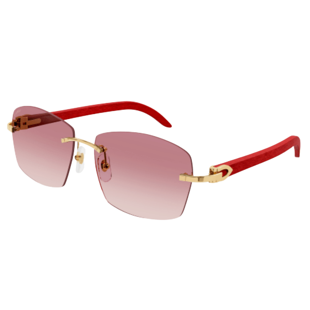 Cartier 'Red Tint' Red Wood Frame Glasses
