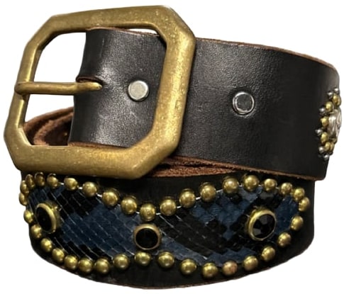 Studded 'Navy Blue/Black Snakeskin' Belt