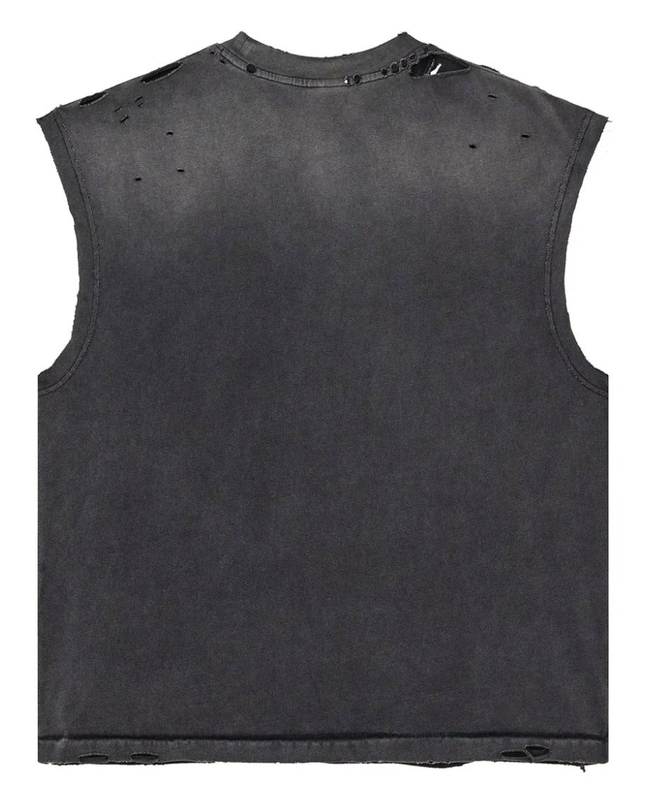 Vale 'La Flor' Black Cut Off Tee