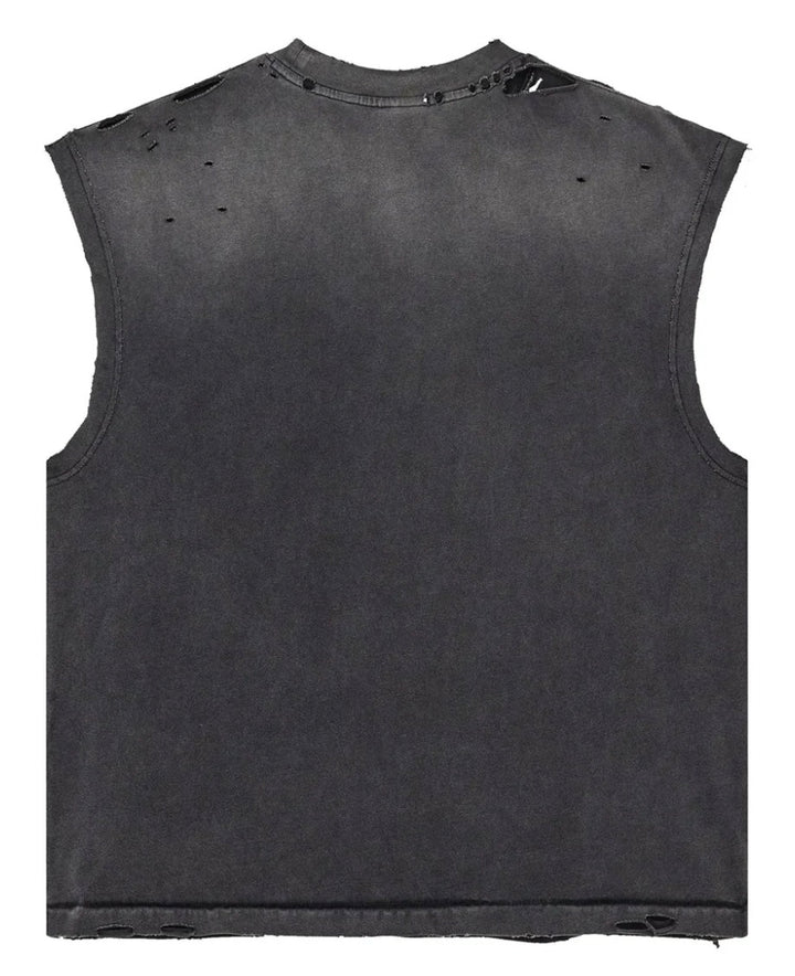 Vale 'La Flor' Black Cut Off Tee