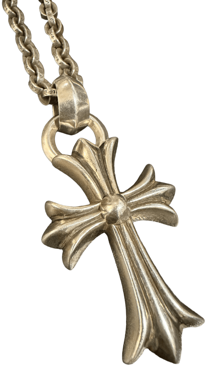 Chrome Hearts 'Cross Pendant' Silver Paper Chain Necklace