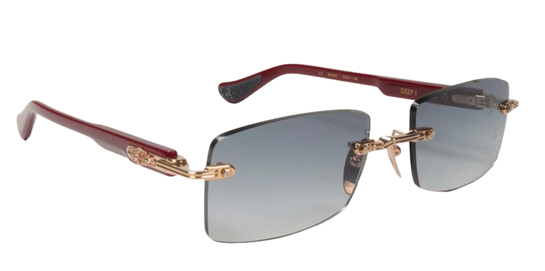 Chrome Hearts 'Deep I' Red/Gold Buff Sunglasses