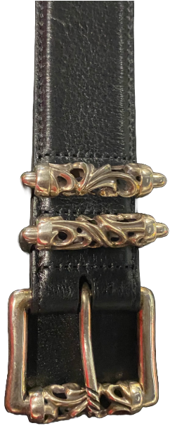 Chrome Hearts 'Double Roller' Black Leather Belt