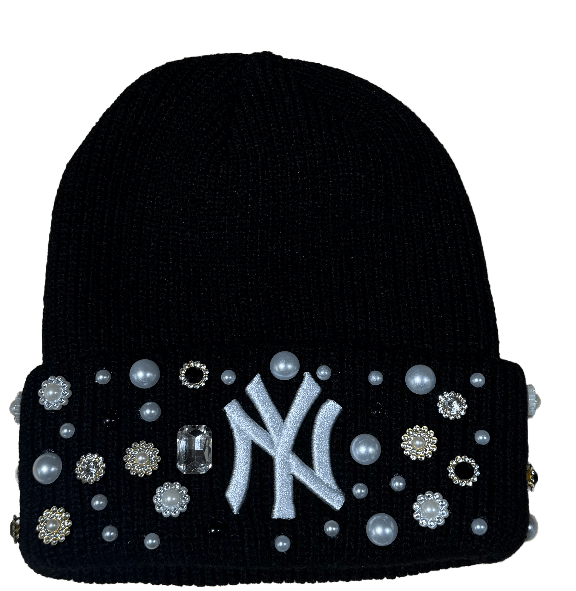 Studded 'New York Yankees' Black Beanie