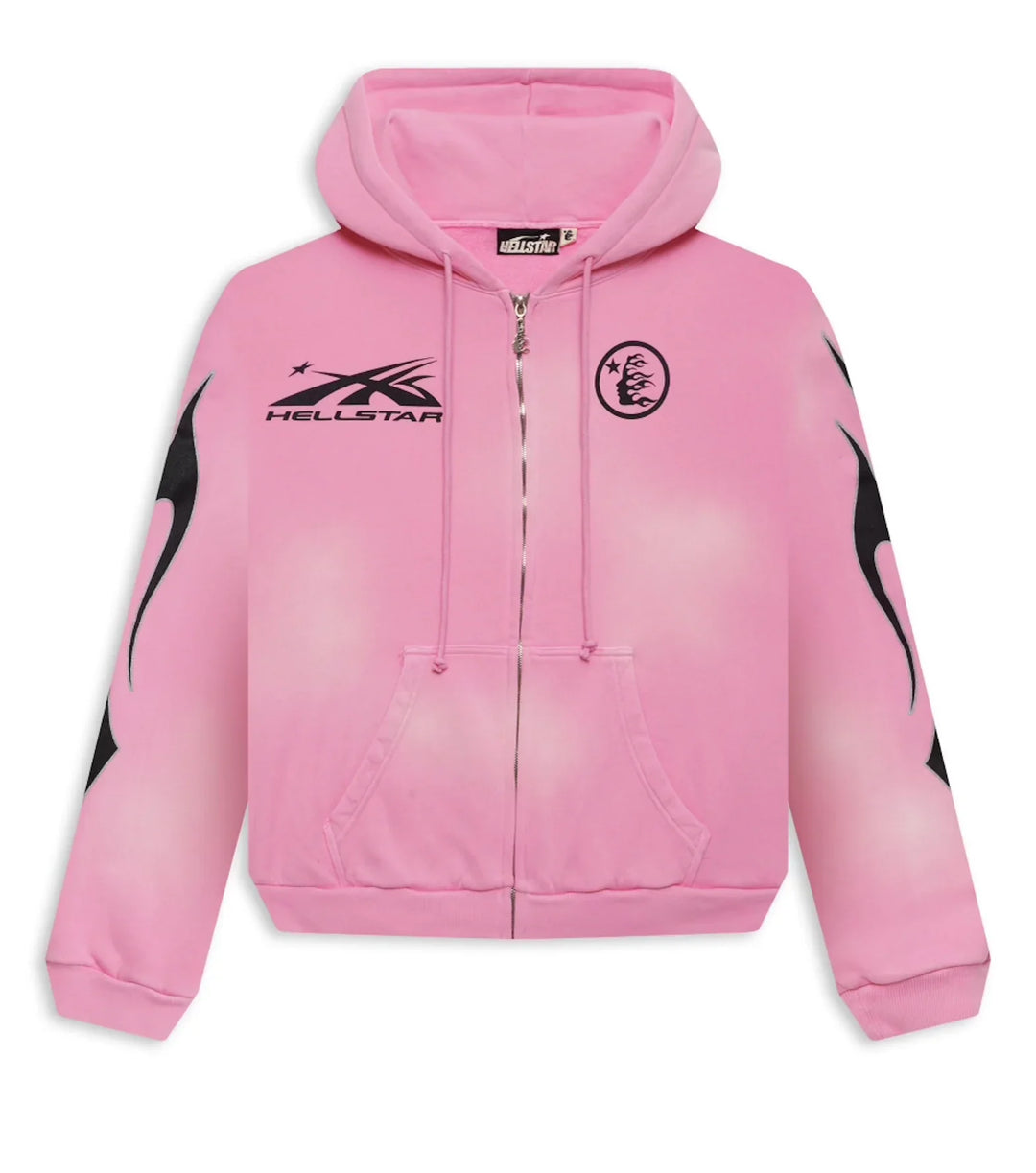 Hellstar 'Pink' Sports Flame Zip Up Hoodie