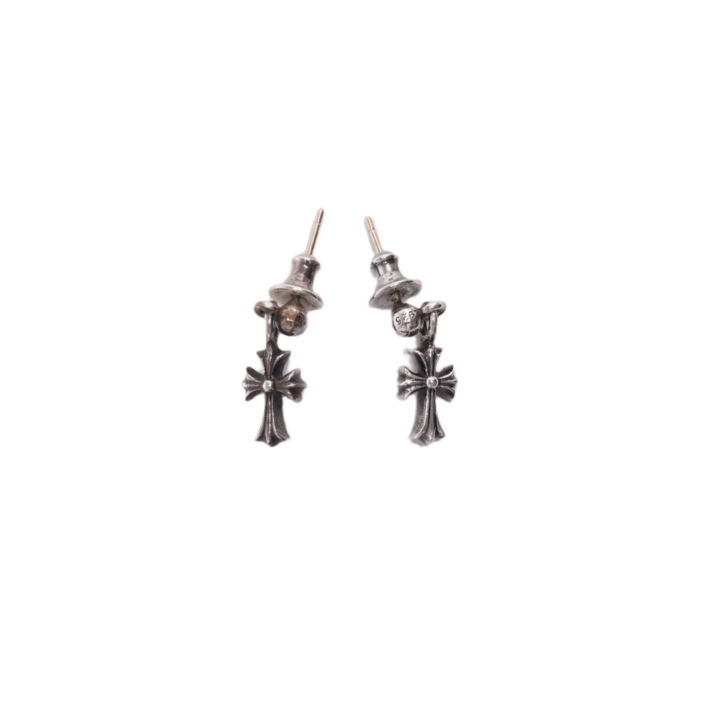Chrome Hearts 'Baby Fat Cross' Silver Earrings Pair