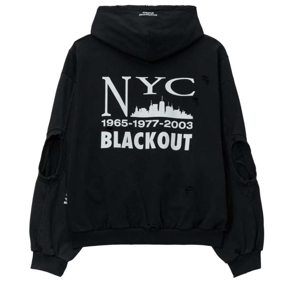 Protocol Index 'NYC Blackout' Reconstructed Zip Up Hoodie