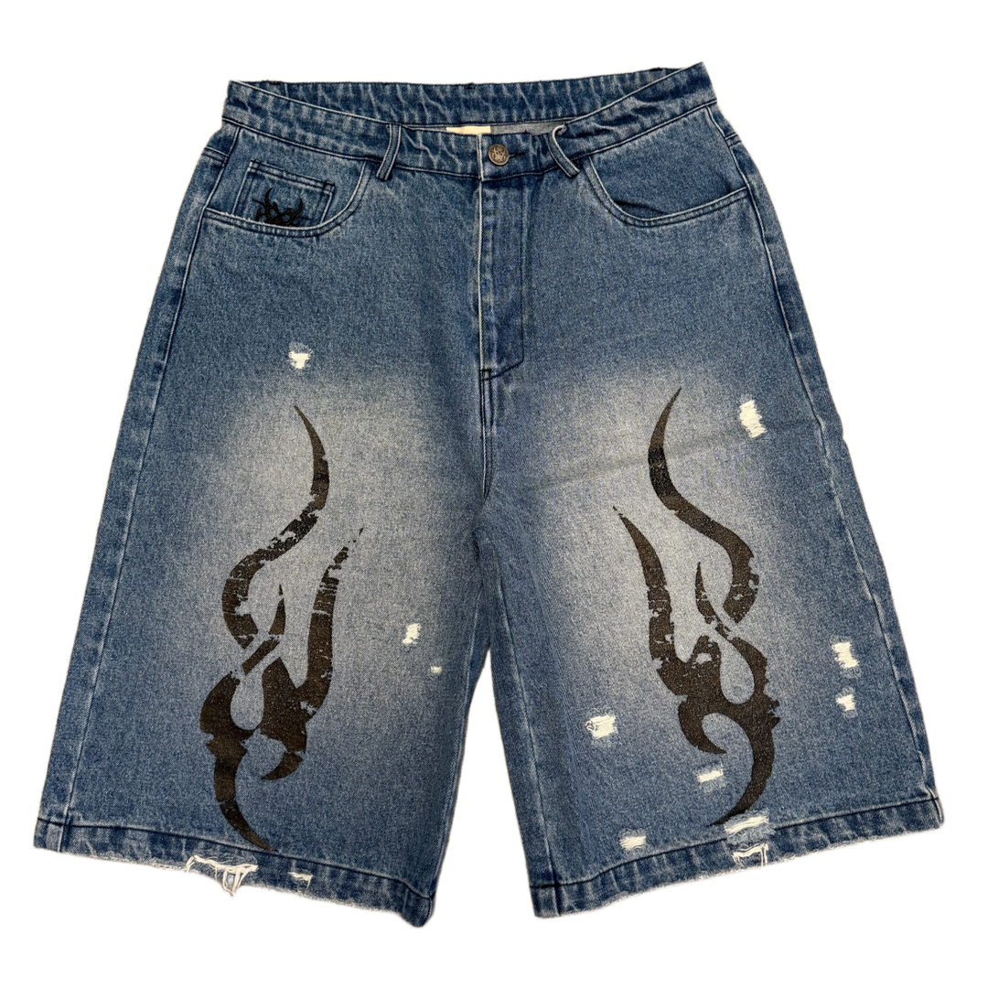 Chew Forever 'Blue Tribal Print' Denim Shorts