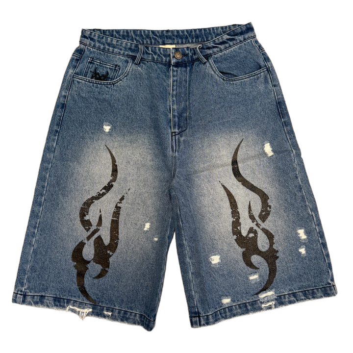 Chew Forever 'Blue Tribal Print' Denim Shorts