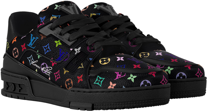 Louis Vuitton x Takashi Murakami 'Black' Monogram LV Trainer
