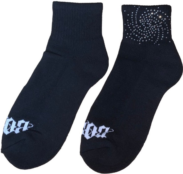 Bossi 'Silver Swirl' Rhinestone Black Socks