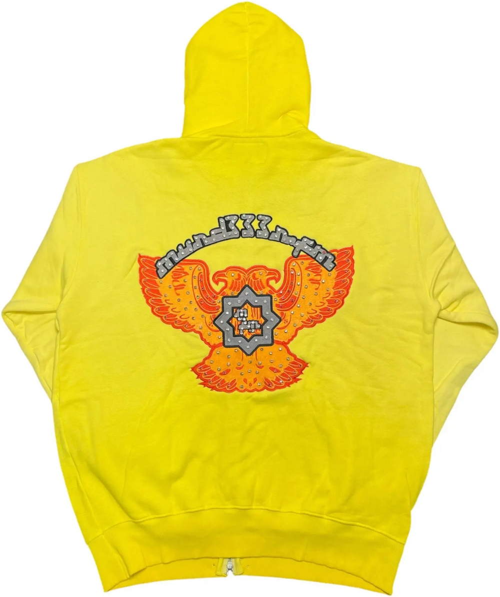 Murd333r.fm Yellow 'Chopp333r' Zip Up Hoodie