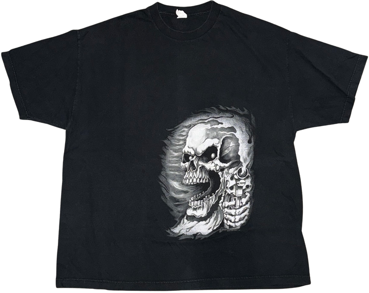 Flaming Skull 'Gunslinger' Vintage Black Tee