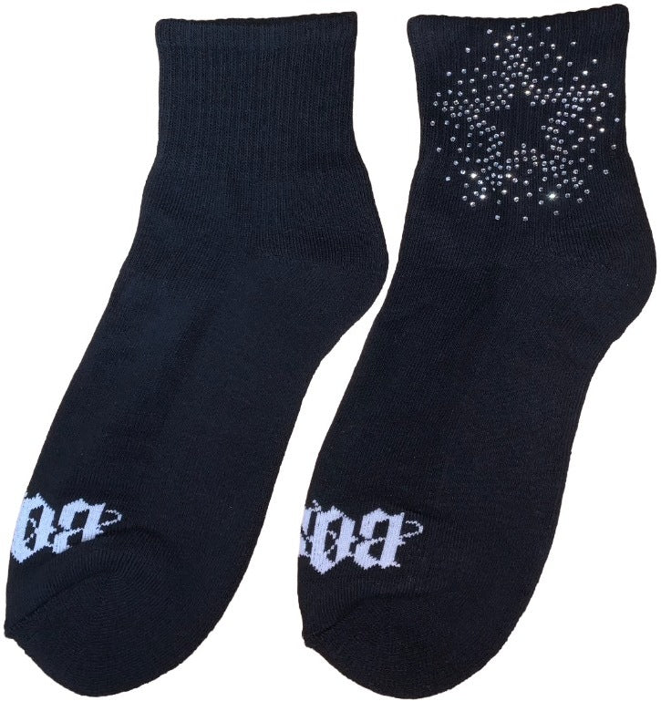 Bossi 'Lone Star' Rhinestone Black Socks