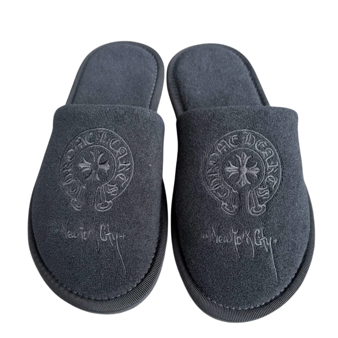 Chrome Hearts 'New York City' Black Hotel Slippers