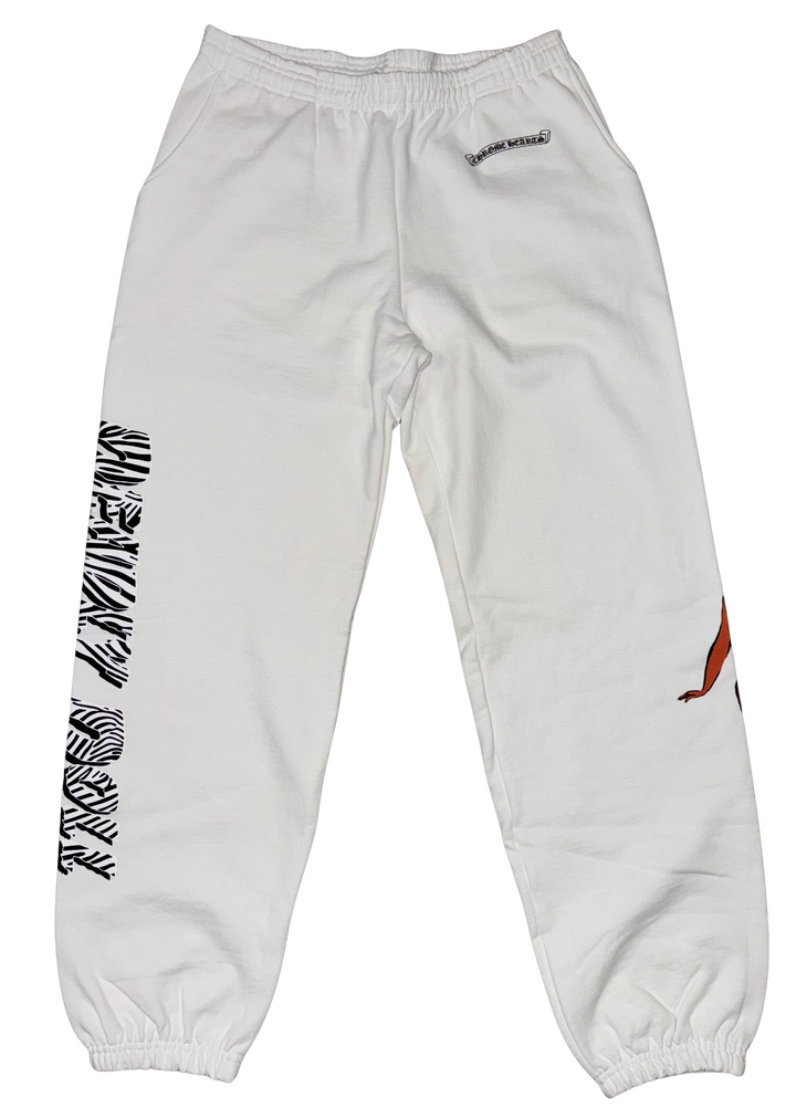 Chrome Hearts Deadly Doll 'Zebra Logo' White Sweatpants