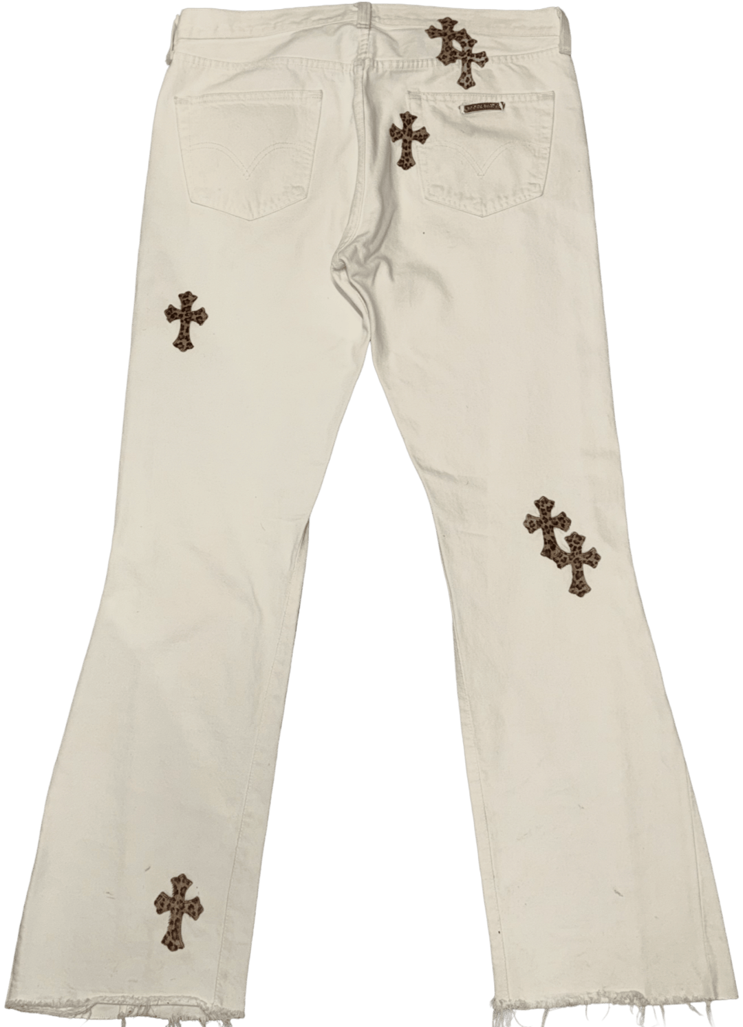 Chrome Hearts '12 Cheetah Patch' White Jeans
