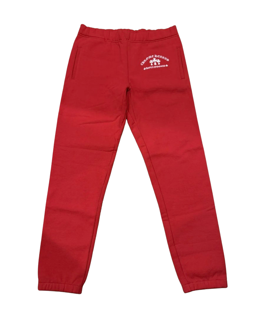 Chrome Hearts 'Red Triple Cross' Embroidered Sweat Pants