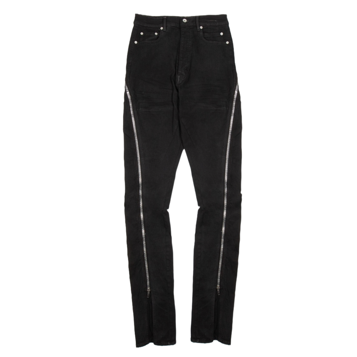 Rick Owens 'Black Wax' Zipper Detail Pants