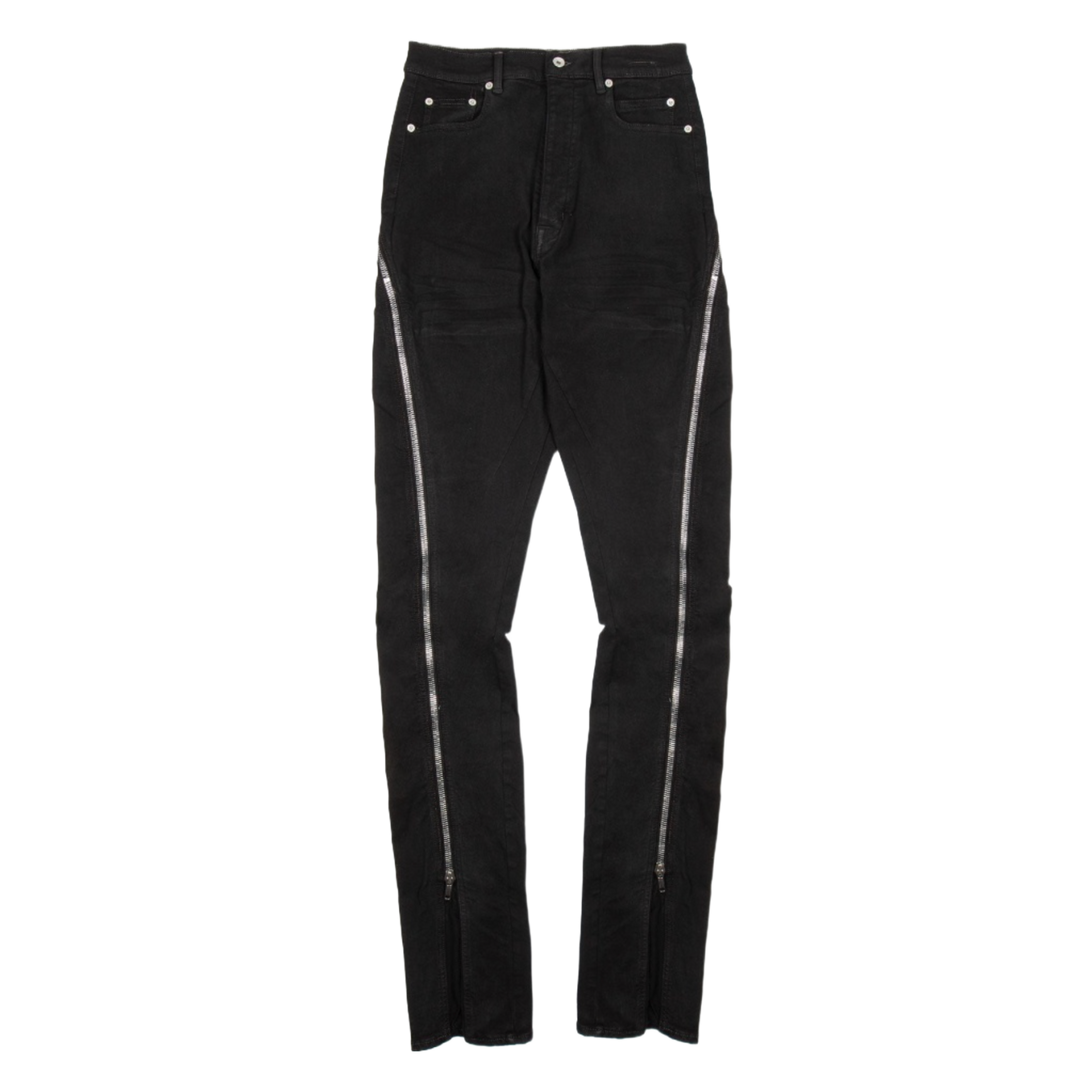 Rick Owens 'Black Wax' Zipper Detail Pants