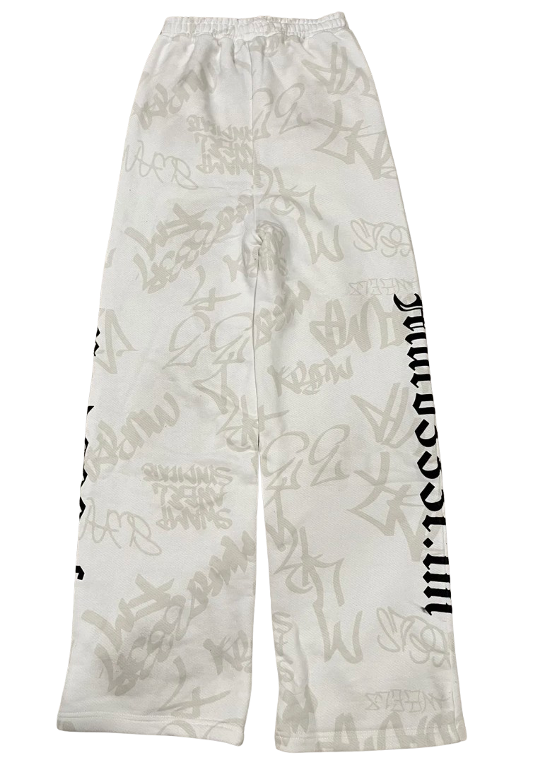 Murd333r.fm 'Disn333y' White Sweatpants