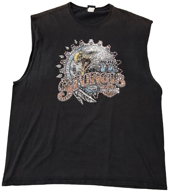 Harley Davidson 'Black Hills Rally' Rhinestone Vintage Cutoff Tee