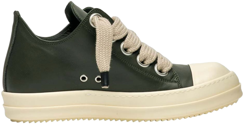 Rick Owens Leather Jumbo Lace Low 'Forest Green' Sneaks