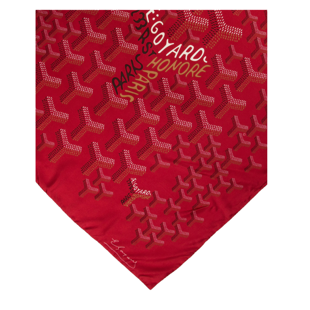 Goyard Goyardine 'No.1 Burgundy' Silk Scarf
