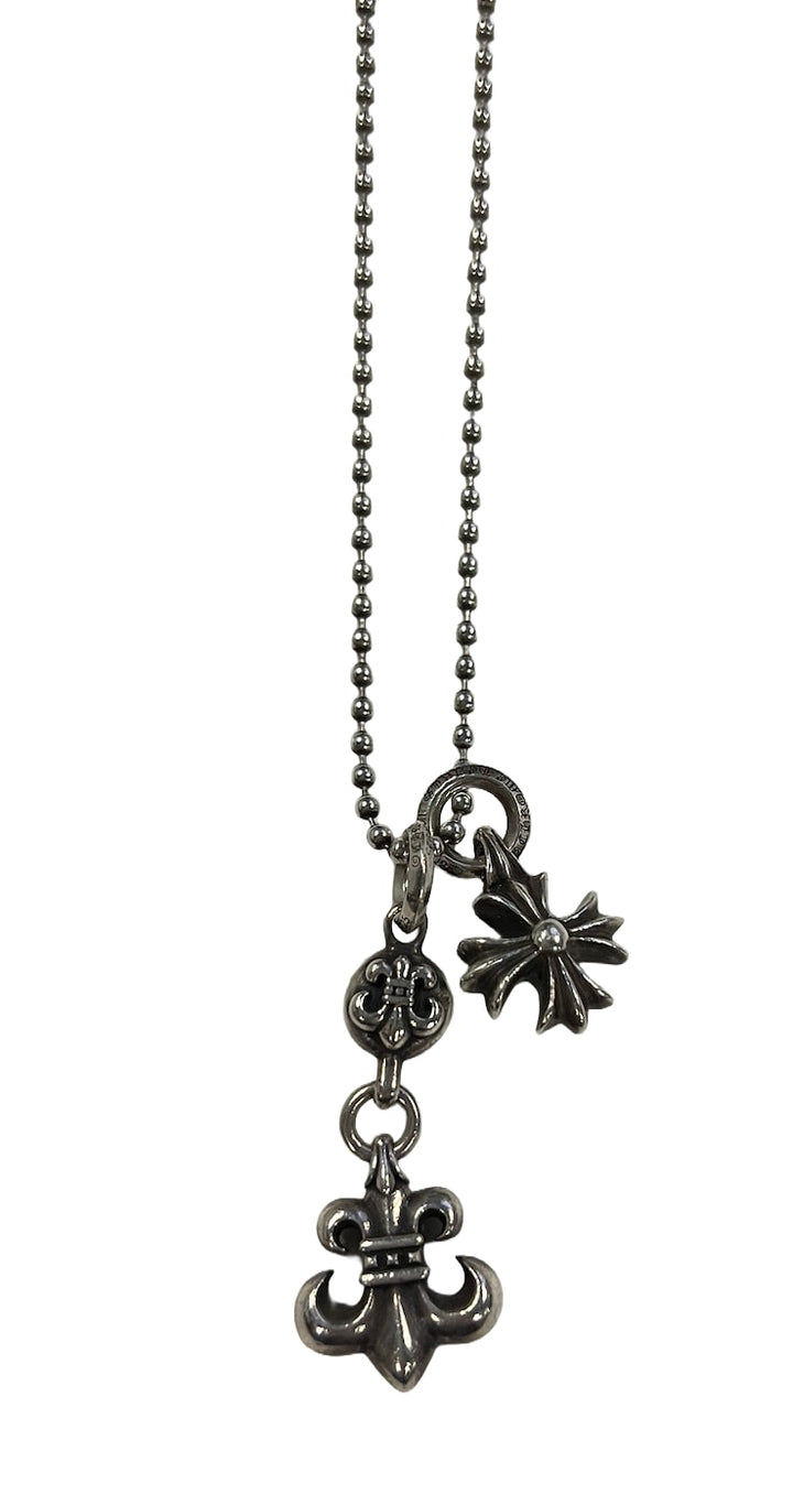 Chrome Hearts 'Fleur Plus Cross' Silver Pendant Necklace