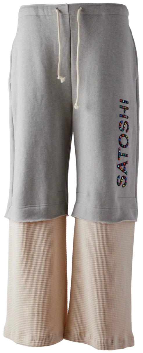 Satoshi Nakamoto 'Double Layer Studded' Grey Cream Sweatpants