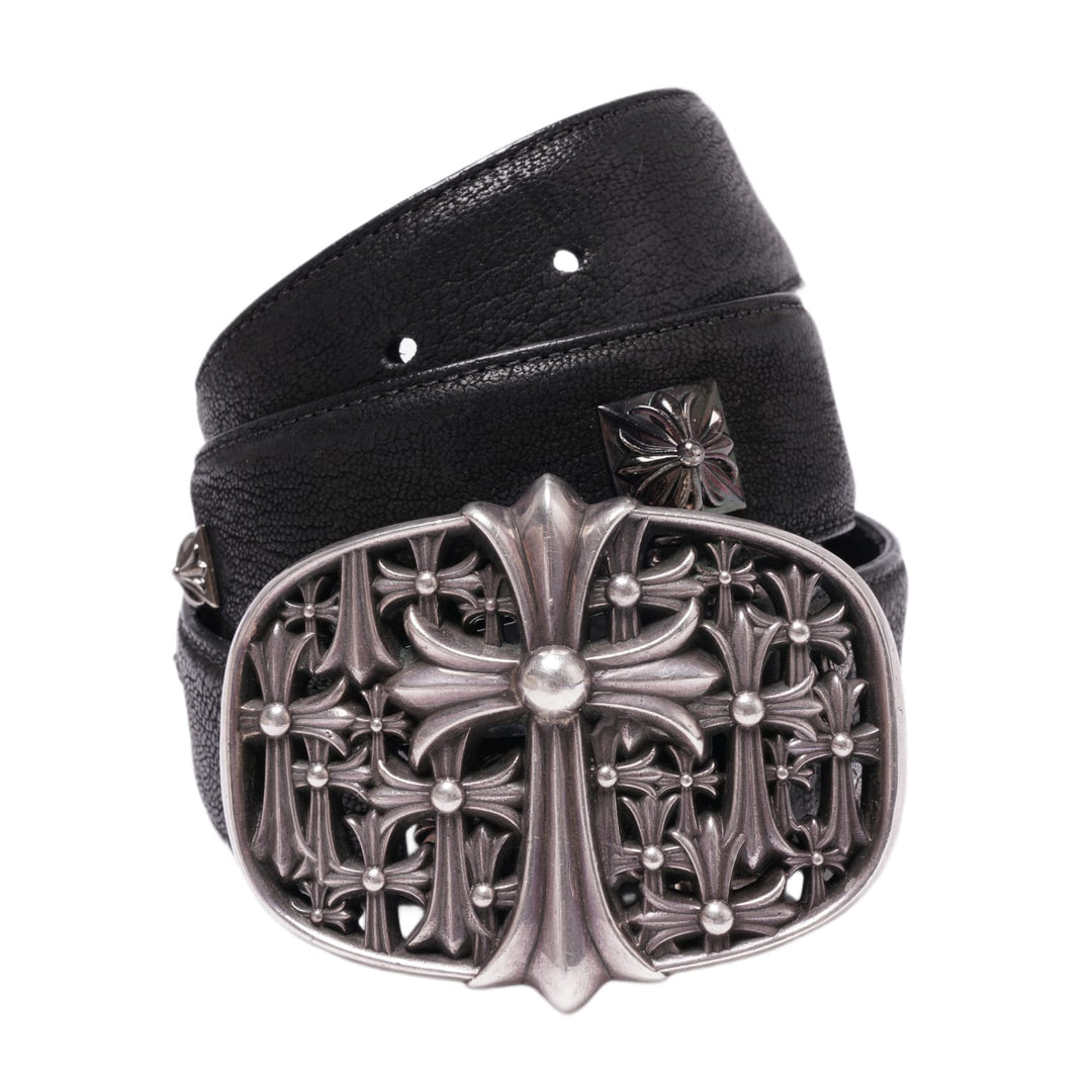 Chrome Hearts 'Cemetery Buckle' Dark Rhodium Plus Cross Belt