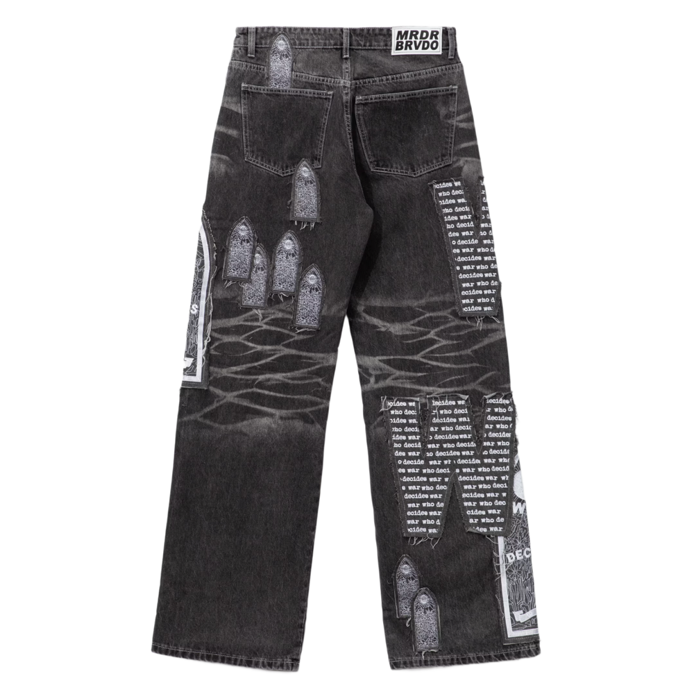 Who Decides War 'Motif Patch' Black Jeans