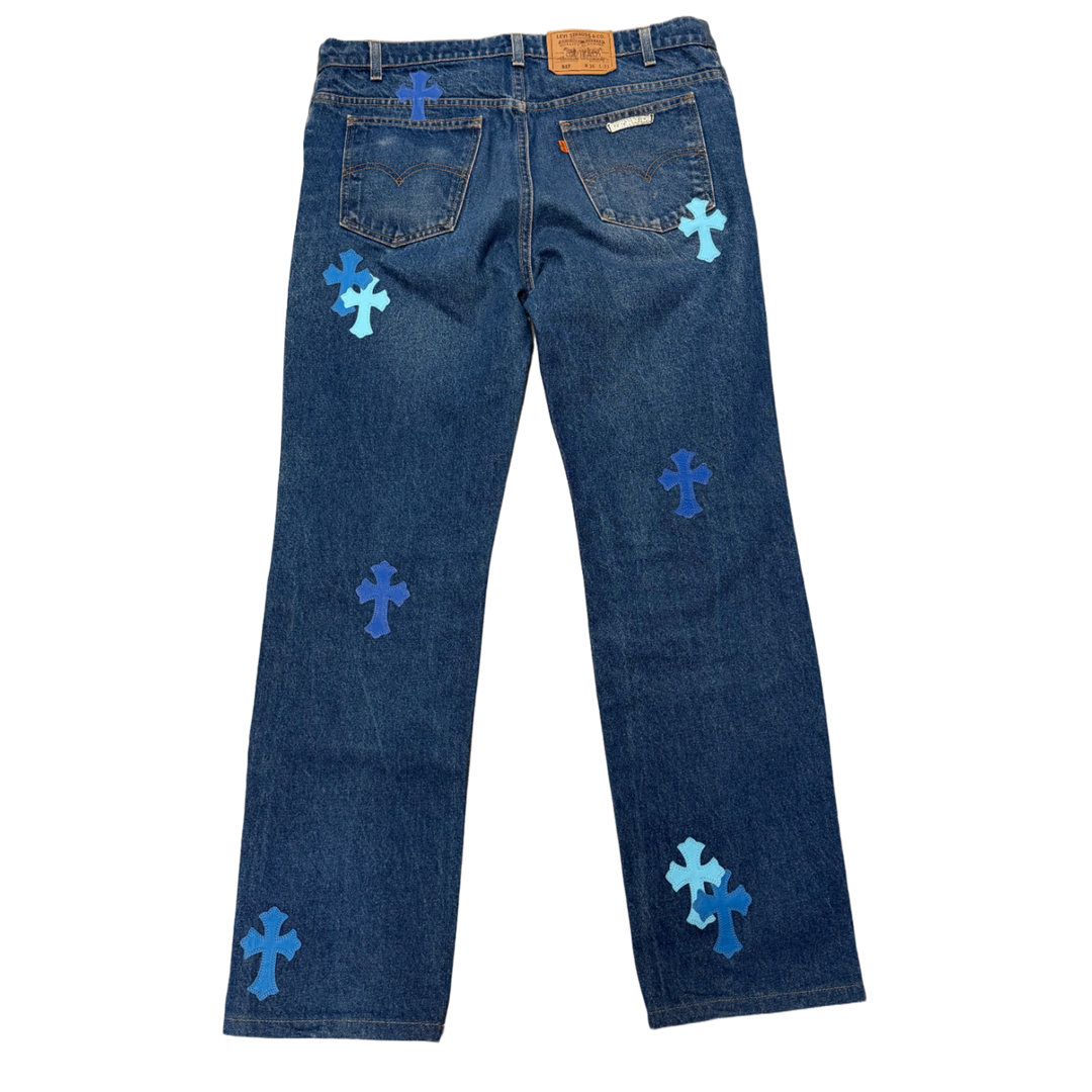 Chrome Hearts 'Blue Cross Patch' Levi's 517 Jeans