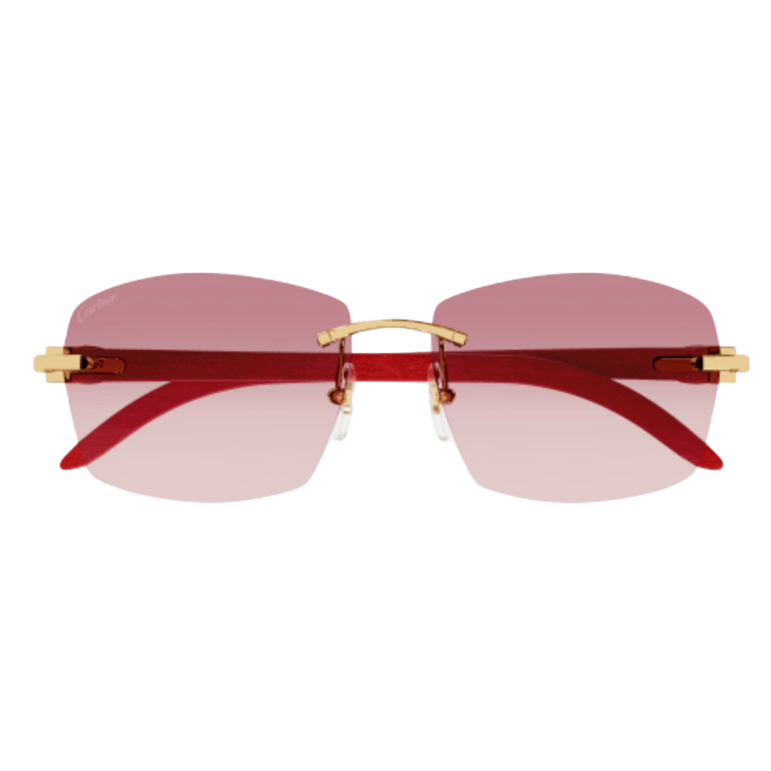 Cartier 'Red Tint' Red Wood Frame Glasses